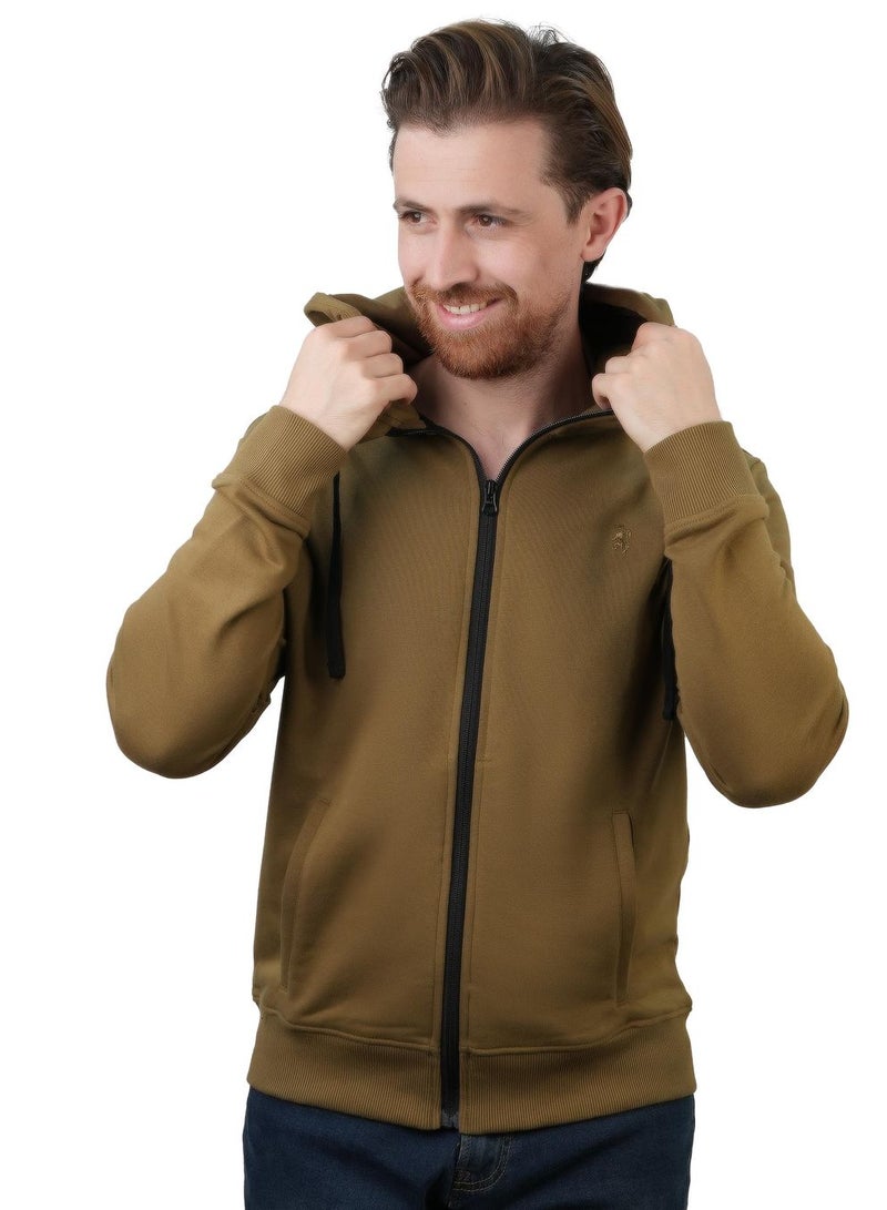 GIORDANO Men's Slim Fit French Terry Knit Hoodie Jacket - Image 1